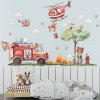 IZMAEL Samolepka na stenu/Tapeta Animals Firemen 68 x 100 cm