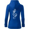 Husľový kľúč kvety - Mikina dámska trendy zipper s kapucňou - XS ( Kráľovská modrá )