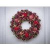 MagicHome Veniec prírodný zlaté hroty červený adventný 38 cm