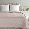 Eurofirany Prehoz na posteľ LIBI3 s volánovým lemom pudrová Polyester 220x240 cm