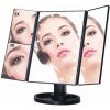 Bezdoteku Třípanelové kozmetické make up zrkadlo LED čierné