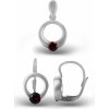 A-B Set of silver jewelry with natural circle garnet 20000016