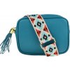 NovaKabelka.sk Bala Turchese s prídavným popruhom kožená talianska crossbody kabelka tyrkysová