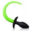 Ouch! Glow in the Dark Silicone Puppy Tail Plug, silikónový svietiaci análny kolík – psí chvost 7,5 x 3,2 cm
