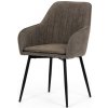 stolička jedálenská, hnedá látka, čierny kov