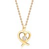 Šperky eshop - Briliantový náhrdelník zo žltého 585 zlata - okrúhly briliant v obryse srdca, tenká retiazka S3BT509.64