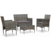 Súprava záhradného nábytku z umelého ratanu VidaXL, sivá, 4-dielna