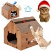 ŠKRABADLO PRE MAČKU KARTÓNOVÉ MDF PELIEŠOK DOMČEK VEĽKÝ BÚDA S HRAČKOU