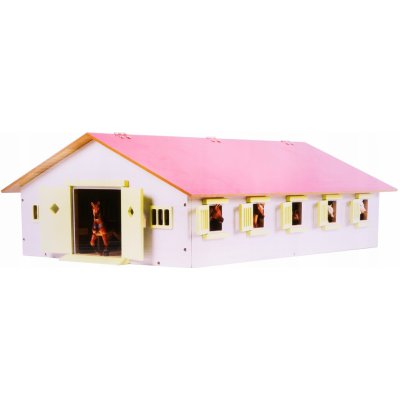 Kids Globe Stajňa pre kone s 9 boxmi a ružovou strechou1:32