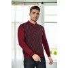 29477 Dewberry Zippered Polo Collar Mens Sweater-BORDEAUX tmavočervená XL dewberry 2465430647191