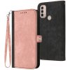 Peňaženkové kožené puzdro Side Buckle Double na Motorola Moto E20 / E30 / E40 - Ružová