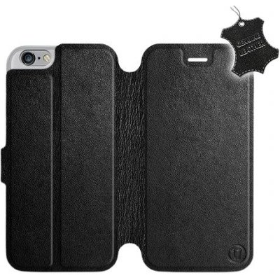 Flip puzdro na mobil Apple iPhone 6/iPhone 6s – Čierne – kožené – Black Leather 5903226493036