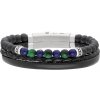 Manoki Pánský náramek Olivier, pravá kůže, onyx, lapis lazuli, tygří oko BA1070N Černá Nastavitelná