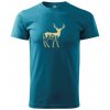 Jeleň a pohoria - Klasické pánske tričko vyššej gramáže - 3XL ( Tmavý tyrkys )