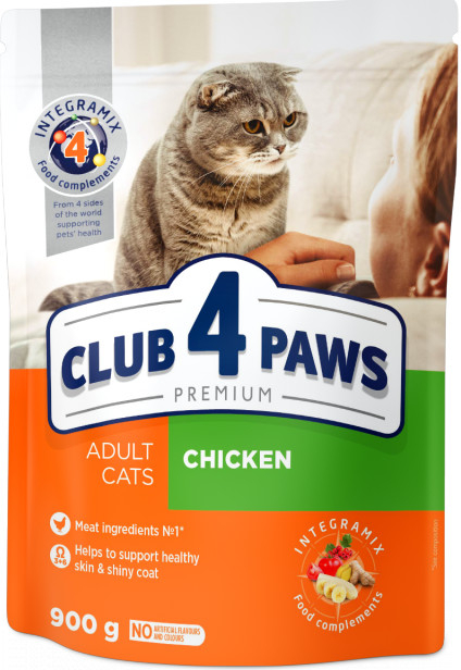CLUB 4 PAWS Premium Chicken. For adult cats 900 g