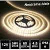 LEDprodukt 5m LED pásik 60LED/m vodeodolný SMD2835 4,8W/m neutrálna biela IP65 12V