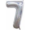PartyDeco Fóliový balón Mini Číslo 7 strieborný 35cm