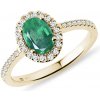 Prsteň s oválnym smaragdom a briliantmi v zlate KLENOTA K0139033