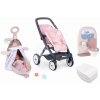Set kočík a prebaľovací kufrík Powder Pink Maxi Cosi&Quinny Smoby pre dvojičky a záchod s kúpeľňou a pampersky