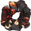 Gumička Scrunchie saténová Classic čierno-červeno-žltá