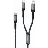 Swissten 72501202 nabíjací 2 v 1 USB-C/USB-C + Lightning 100W 1,5m černý