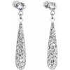 Strieborné náušnice visiace s kryštálmi Swarovski biela slza 31163.1 Kryštál
