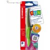 STABILO Fun - ergonomické atramentové guličkové pero - vymazateľný modrý atrament - limetková zelená / kaki