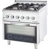Sporák plynový 4 hořáky (2x5+2x7) s troubou plynovou, G20 800x700x850 mm | STALGAST, Linia 700 inox