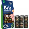 BRIT Premium By Nature Adult XL 15kg & WILD FARM Monoproteínová zmes príchutí 6x400g hypoalergénne krmivo pre psov