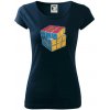 Rubikova kocka kreslená - Dámske tričko Pure - XS ( Tmavomodrá (veľmi tmavá - skoro čierna) )