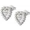 Guess Stříbrné srdíčkové náušnice s kubickými zirkony Jardin JSBE04458JWRHT/U