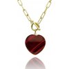 Yvon Náhrdelník so srdcom z tigrieho oka - výrazný šperk na zlatom reťazi