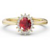 Zlatý dámsky prsteň DF 5902 zo žltého zlata, rubín s diamantmi 63