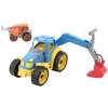 Oranžový traktor s lopatou pre deti