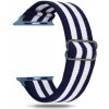 MojRemienok.sk Nastaviteľný nylónový elastický loop remienok pre Apple Watch 38 mm/40 mm/41 mm/42 mm Farba: pruhy biela - tmavo modrá
