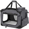FEANDREA Prepravná taška pre psov, priedušná, kovová, textilná, sivá 60x42x42 cm