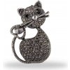 Biju Brošňa - mačka so zirkónmi - čierna - 9001788-3