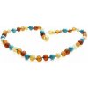 Nefertitis Jantárové korálky pre deti s tyrkysom NF9992 - cca 32 cm