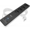 EMOS P1412SM GoSmart predlžovací kábel 2 m / 4 zásuvky / s vyp. / s USB / biely-čierny / PVC / 1,5 mm2