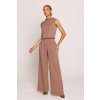 DÁMSKY ELEGANTNÝ KOMBINEZÓN BEZ RUKÁVOV, VOĽNÝ STRIH, HNEDÝ, VEĽKOSŤ 40/L