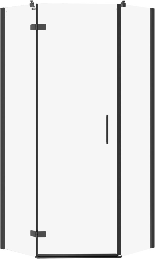 CERSANIT Pětiúhelníkový sprchový kút JOTA levý černý 90x90x195 průhledné sklo S160-016
