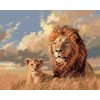 ZUTY Maľovanie podľa čísel - LEV S MLÁĎAŤOM A MRAKMI Rámovanie: vypnuté plátno na rám, Rozmer: 80x100 cm