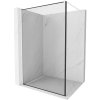 Mexen Kioto, Walk-In sprchová zástena 80 x 200 cm, 8mm sklo číre/čierny vzor, biely profil, 800-080-101-20-70