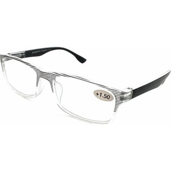 Berkeley Dioptrické okuliare na čítanie plastové priehľadné čierne pruhy MC2248