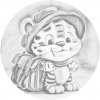 Vymalujsisam.sk Bodkovanie - Malý tiger s batohom Farba: Zelená, Veľkosť: 50x50cm, Rám: Okrúhla kartónová doska