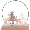 Drevená vianočná dekorácia s LED svetlom Deer forest, 16 x 16 x 6 cm