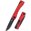 Kubey KU2102C Akino vreckový nôž 7,7 cm, Blackwash, červená, G10