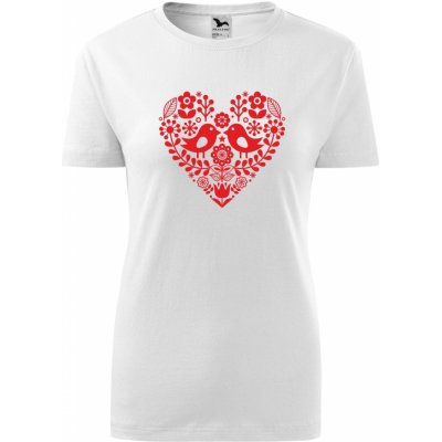 Handel Dámske tričko Ľudový motív srdce biela