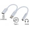 PremiumCord Převodník USB-C na audio konektor jack 3,5mm female + USB typ C konektor pro nabíjení ku31zvuk02