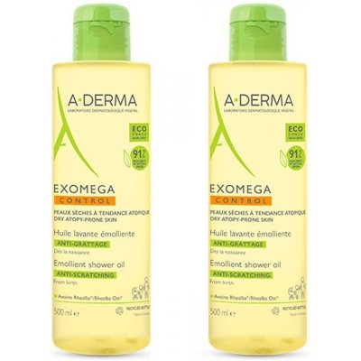 A-Derma Exomega Control zvláčňujúci sprchový olej 2 x 500 ml darčeková sada